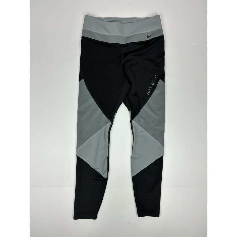 Nike Dri-FIT Athleisure Colorblock Leggings Sporty Spice Workout M Gray Black - Picture 2 of 8
